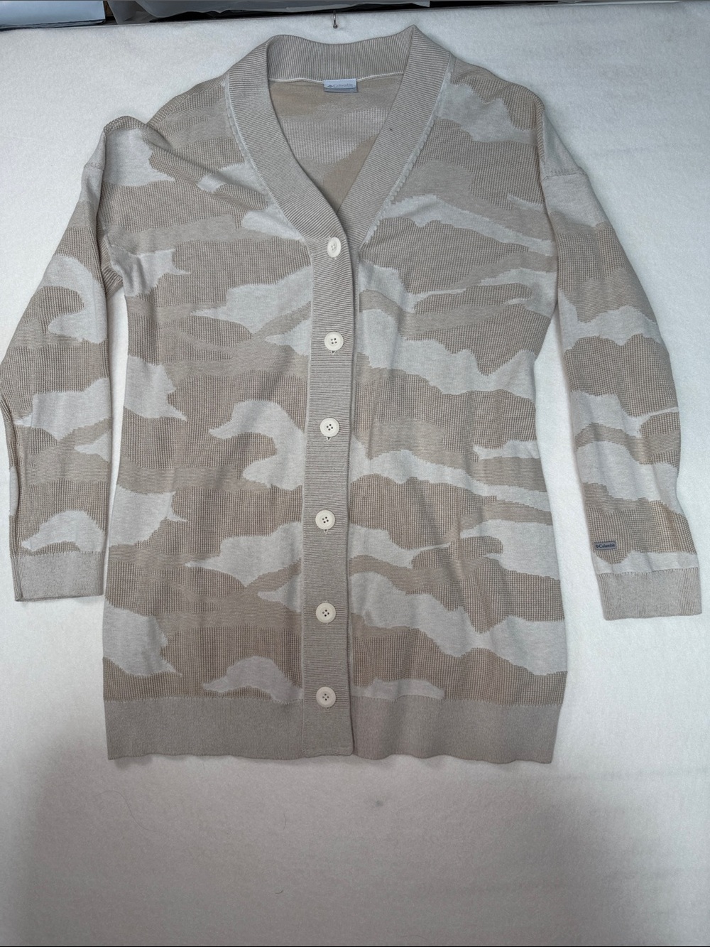 Columbia Beige & Cream Camouflage Button-Front Cardigan